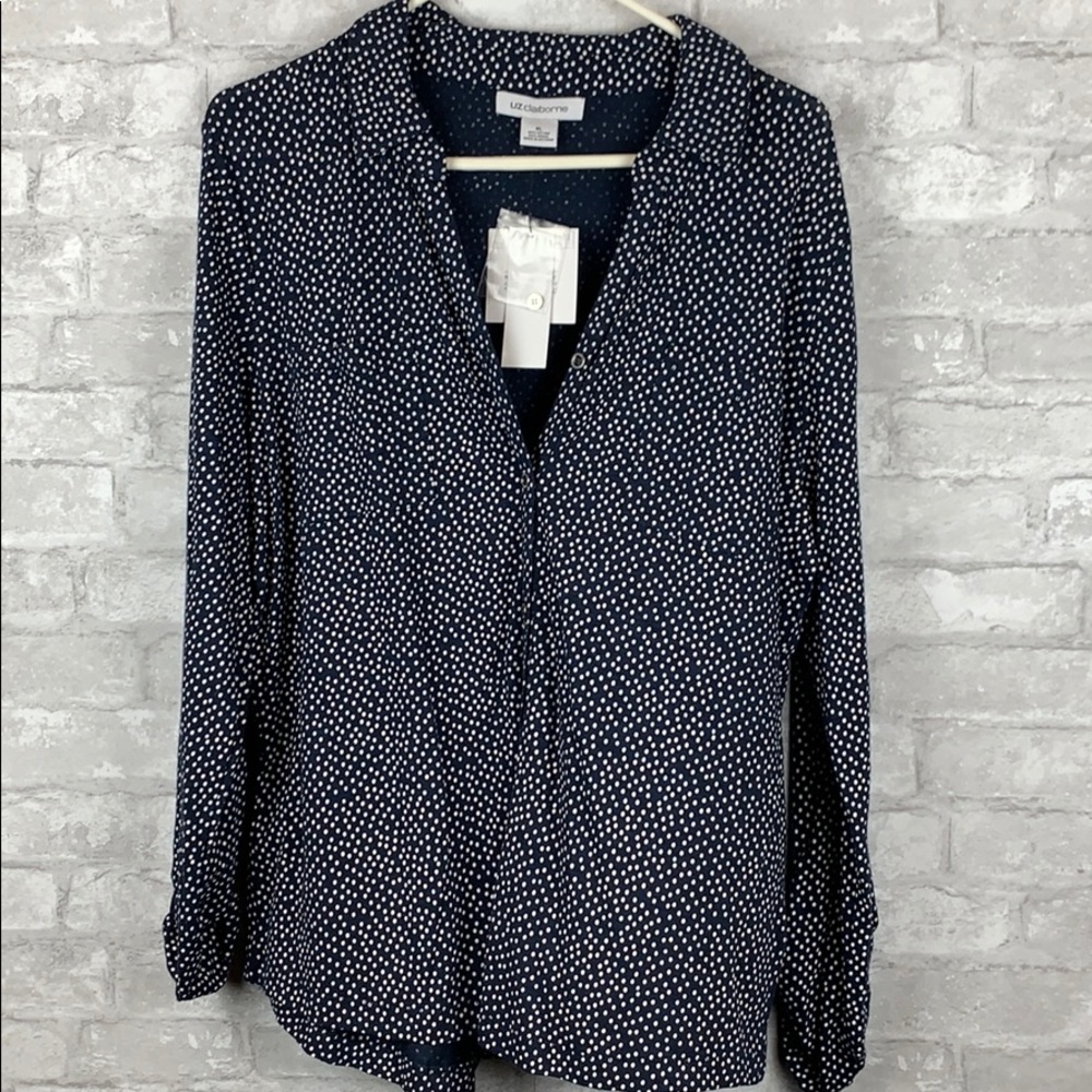 Roll Cuff polka Dot Blouse XL